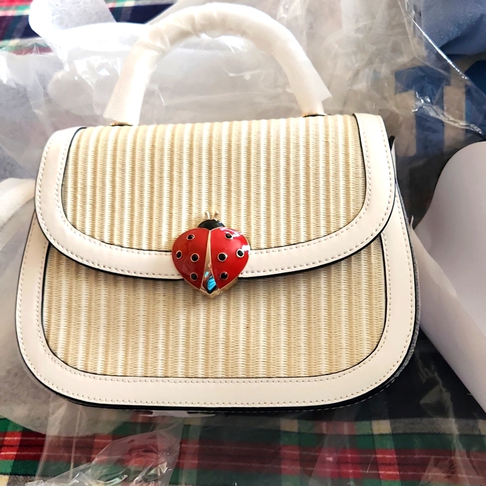 Kate Spade puffy Dottie ladybug lock top bag purse